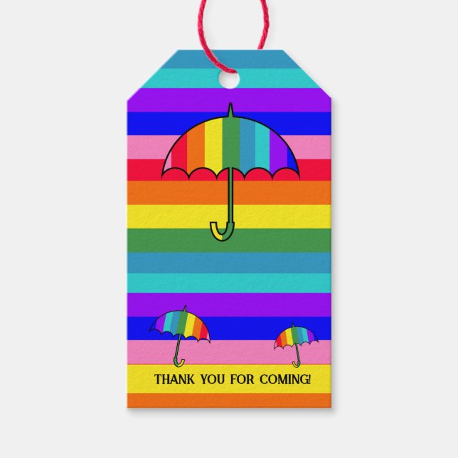 Rainbow Striped Umbrellas   Gift Tags (Front)