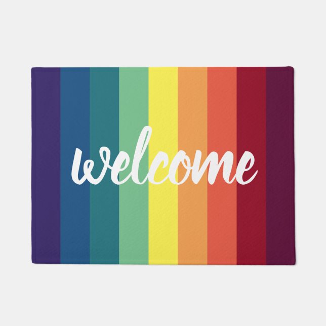 Rainbow Striped Welcome Mat (Front)