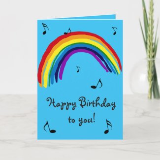 Rainbow Stripes Abstract Birthday Card