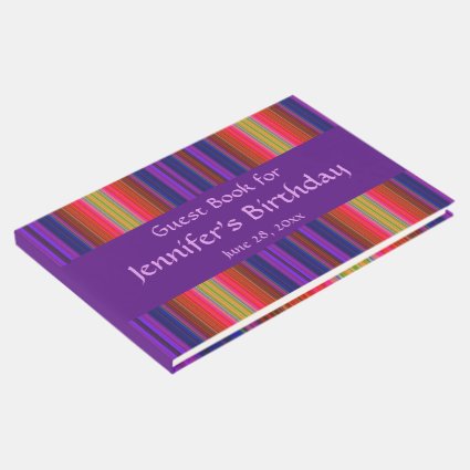 Rainbow Stripes Abstract Birthday Party Guest Book