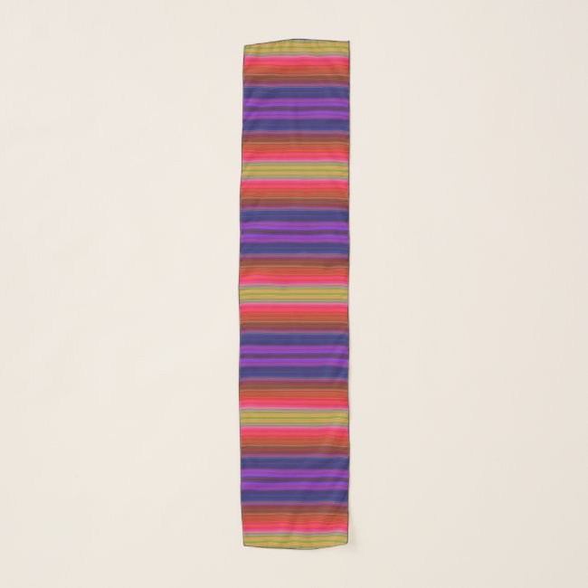Rainbow Stripes Abstract Pattern Chiffon Scarf