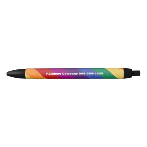 Rainbow Stripes and Abstract Pattern Black Ink Pen