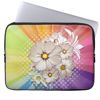 Rainbow Stripes and Flowers Laptop Sleeve
