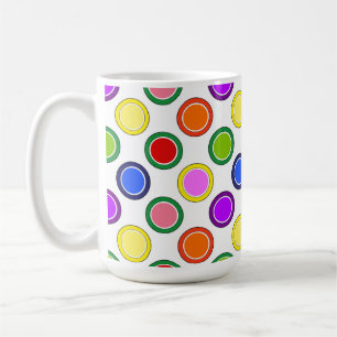 Rainbow Stripes and Polka Dots Happy Colorful Coffee Mug