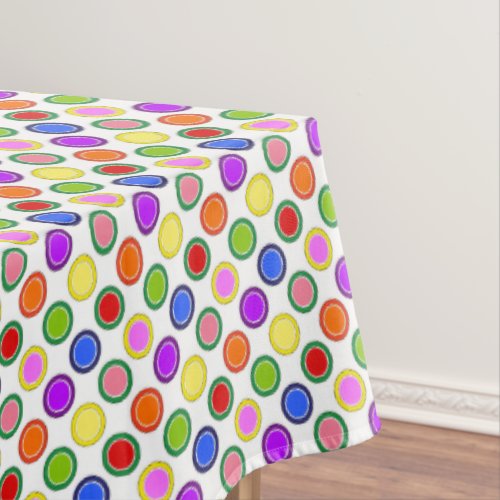 Rainbow Stripes and Polka Dots Happy Colorful Tablecloth