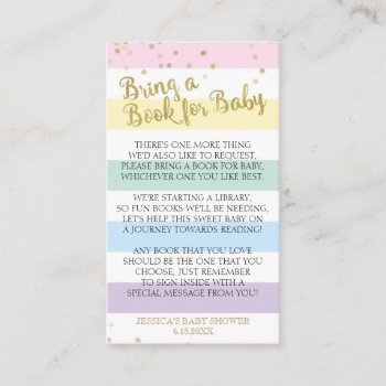 Rainbow Stripes Baby Shower Bring A Book Insert by weddingsnwhimsy at Zazzle