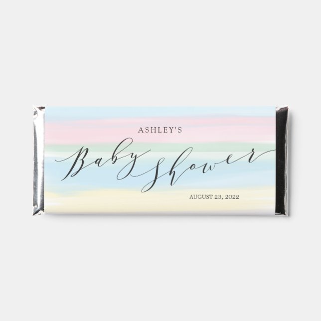 Rainbow Stripes Baby Shower Hershey Bar Favors (Front)