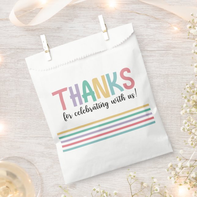 Rainbow Stripes Baby Shower Thanks Favor Bag (Clipped)