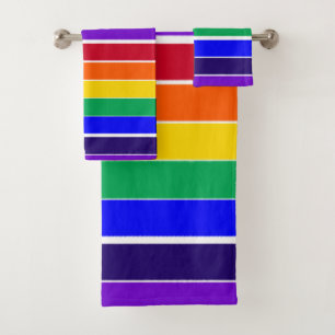 Rainbow Stripes Bath Towel Set