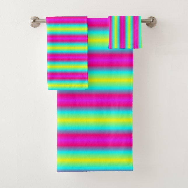 Rainbow Stripes Bath Towel Set (Insitu)