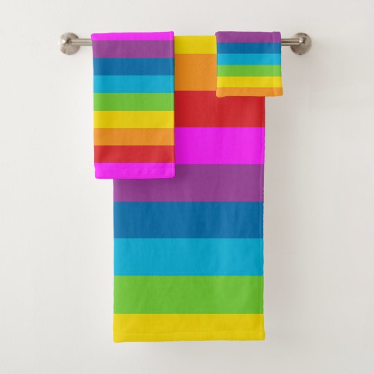 Rainbow Stripes Bath Towel Set