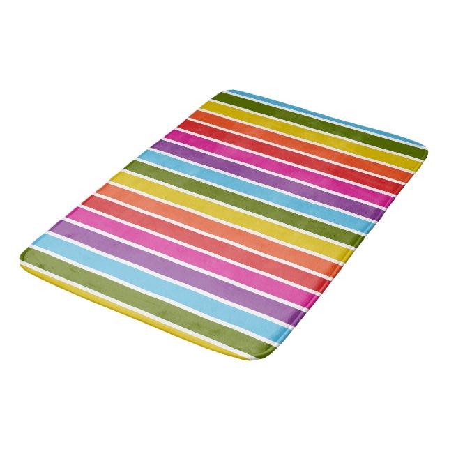 Rainbow Stripes Bathroom Mat (Angled)