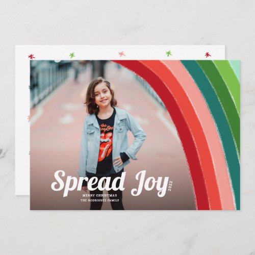 Rainbow Stripes Bright Colors Photo Christmas Holiday Card