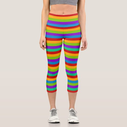 Rainbow Stripes Capri Leggings