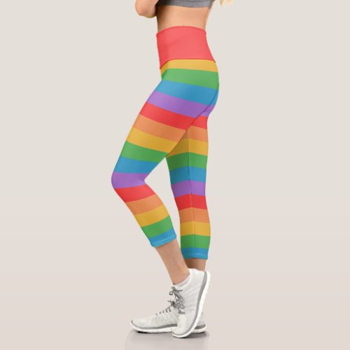 Rainbow Stripes Capri Leggings