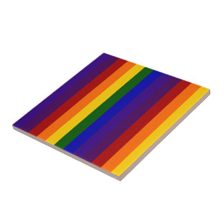 Rainbow Stripes Ceramic Tile