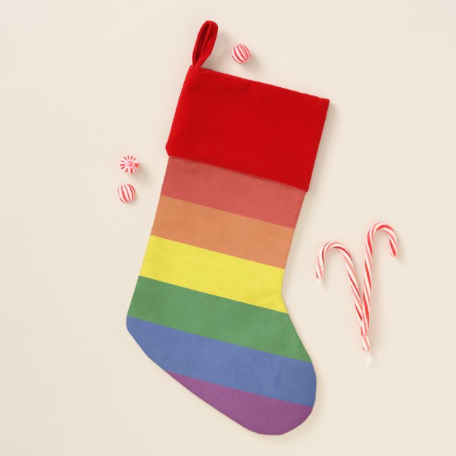 Rainbow stripes christmas stocking (Front)