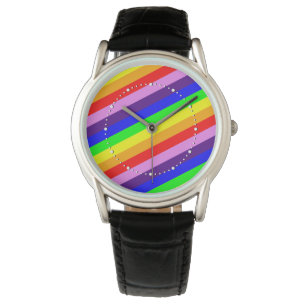 Rainbow Stripes Classic Colorful Happy Pride Watch