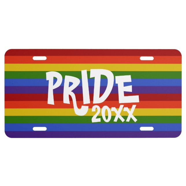 Rainbow Stripes Classic Pride 2023 License Plate (Front)