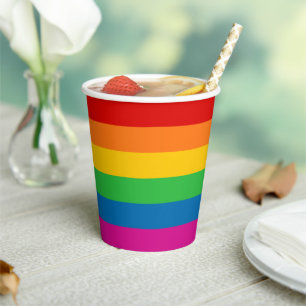 Rainbow Stripes Classic Round Sticker Paper Cups