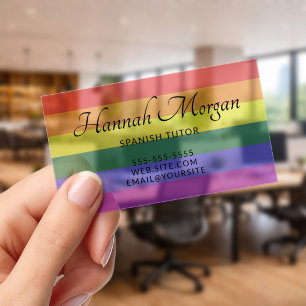 Rainbow Stripes Clear Business Cards