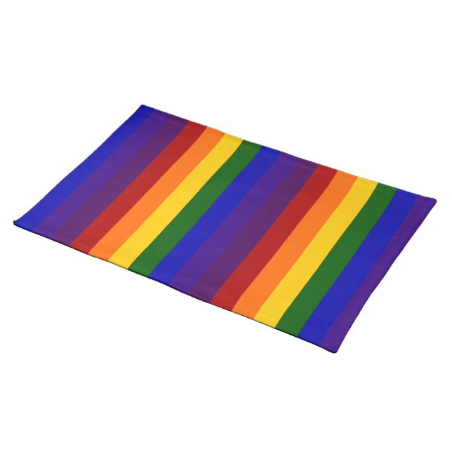 Rainbow Stripes Cloth Placemat (On Table)