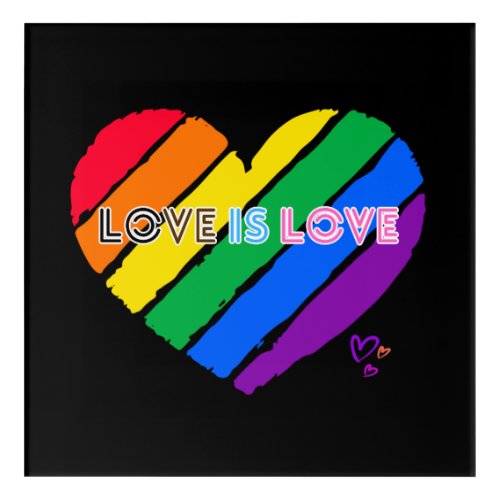 Rainbow stripes color love is love acrylic art