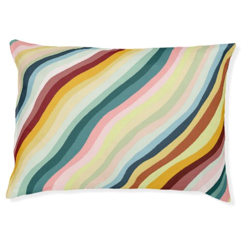 Rainbow Stripes Colorful Pattern Pet Bed