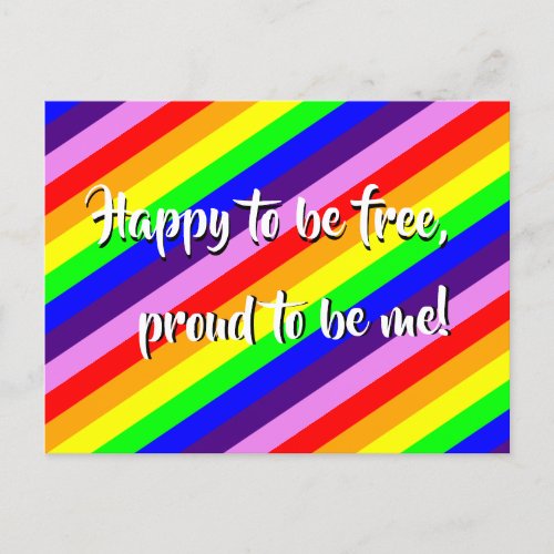 Rainbow Stripes Colorful Pride Happy Proud Quote Postcard