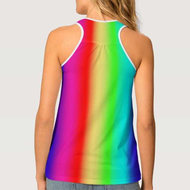 Rainbow Stripes Colorful Simple Modern Watercolor Tank Top (Back)