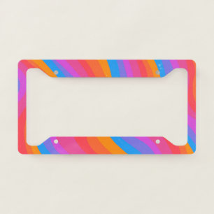 Rainbow Stripes Colorful Swirls Handmade Boho License Plate Frame