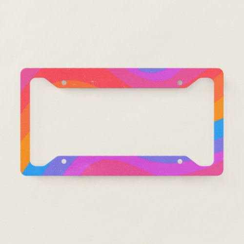 Rainbow Stripes Colorful Swirls Handmade Boho  License Plate Frame