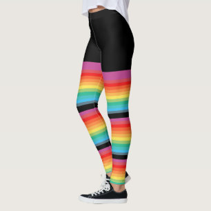 Rainbow Stripes Colors Fake Tight- Knee Socks Leggings
