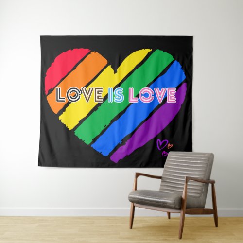 Rainbow stripes colors heart love is love backdrop