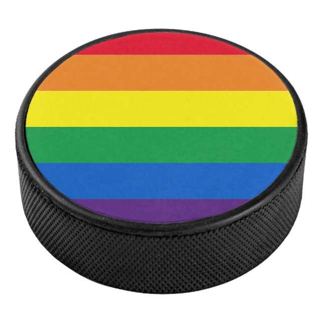 Rainbow stripes colors Lgbt gay flag Hockey Puck (3/4)