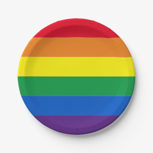 Rainbow stripes colors Lgbt gay flag Paper Plates