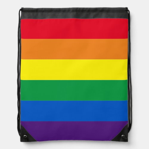 Rainbow stripes colors Lgbt Lgbtq gay flag Drawstring Bag