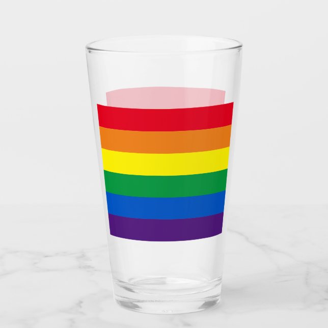 Rainbow stripes colors Lgbt Lgbtq gay flag Glass (Front)