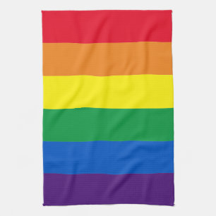 Rainbow stripes colors Lgbt Lgbtq gay flag Kitchen Towel