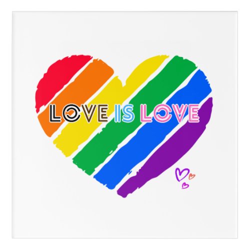 Rainbow stripes colors love is love acrylic art