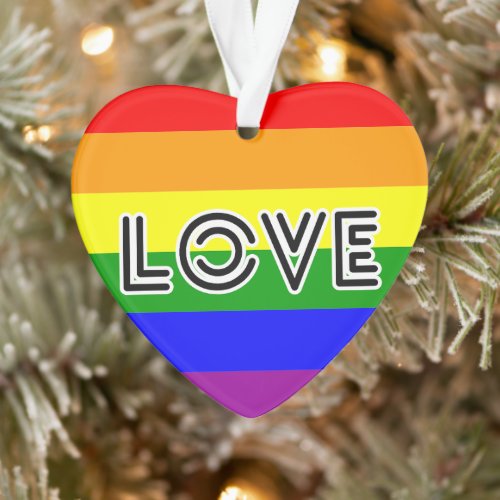 Rainbow stripes colors love pride Acrylic Ornament