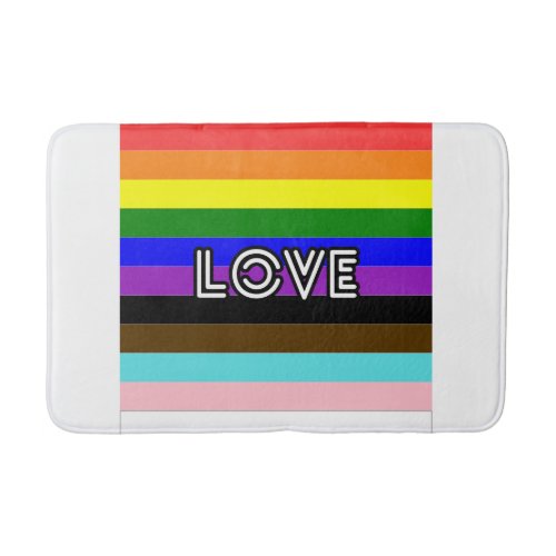 Rainbow stripes colors love pride bath mat