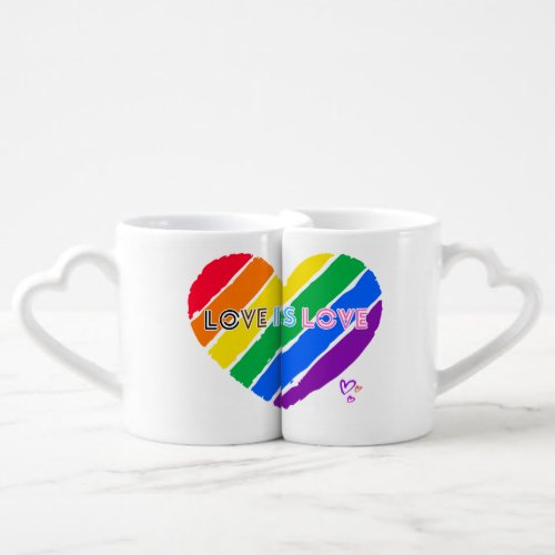 Rainbow stripes colors love pride mug set