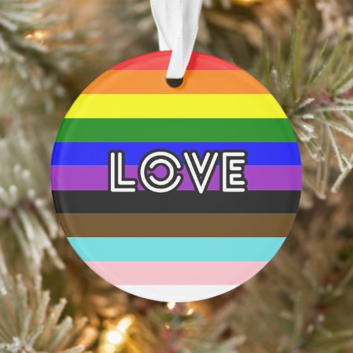 Rainbow stripes colors love pride ornament