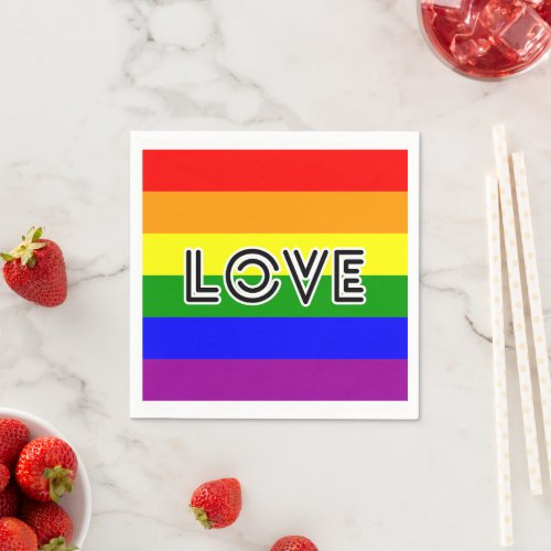 Rainbow stripes colors love pride paper napkin