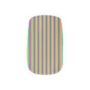 Rainbow stripes colors pattern minx nail art