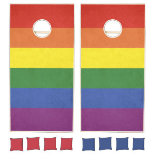 Rainbow stripes cornhole set
