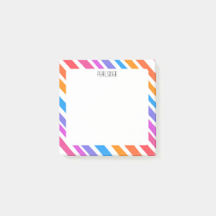 Rainbow Stripes CUSTOM Chic Monogram Personalized Post-it Notes