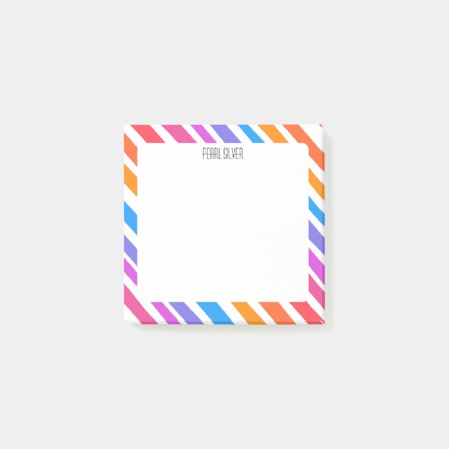 Rainbow Stripes CUSTOM Chic Monogram Personalized Post-it Notes (Front)