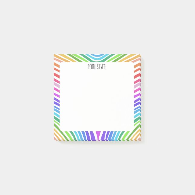 Rainbow Stripes CUSTOM Chic Monogram Personalized Post-it Notes (Front)